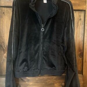 Victoria’s Secret-Chic Black velour Zip-Up Jacket